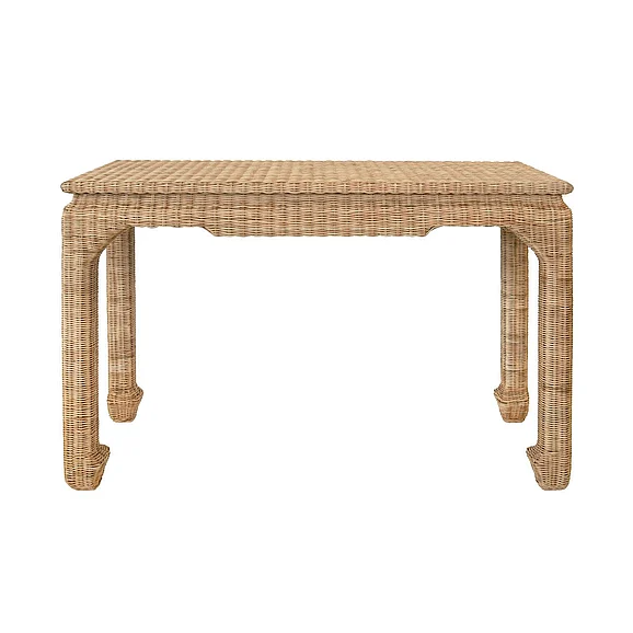 Wholesale Interiors Abena Handwoven Console Table - Ming Style Wicker Accent Table in Natural Rattan
