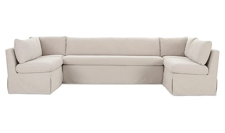 Moe's Home Fable Slipcover Dining Banquette U-Shape Beige 129 in. OA-1072-34