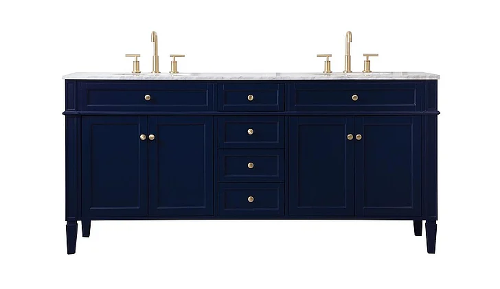 Elegant 72 In. Double Bathroom Vanity in Blue VF12572DBL