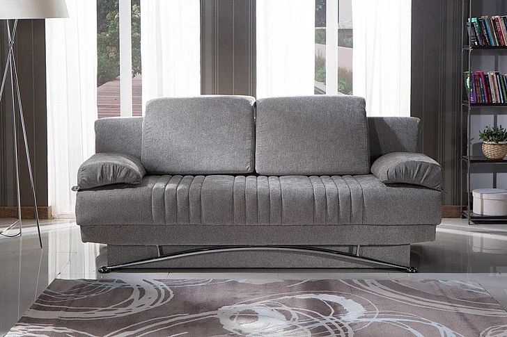 Bellona Furniture Fantasy 3 Seat Sleeper Sofa in Valencia Grey Plain 10-FAN-DF27D-03-1