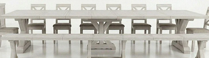 Transformer Table Farmhouse Extendable Dining Table w/ 5 Panels in Pioneer Pearl 17041;17241