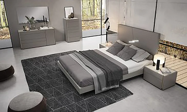 J&M Faro 4pc Platform Bedroom Set in Grey