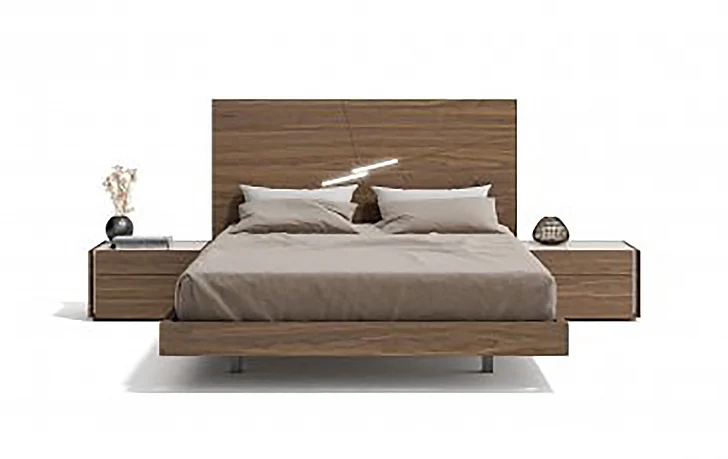 J&M Faro Queen Platform Bed in Walnut 17862-Q CLOSEOUT
