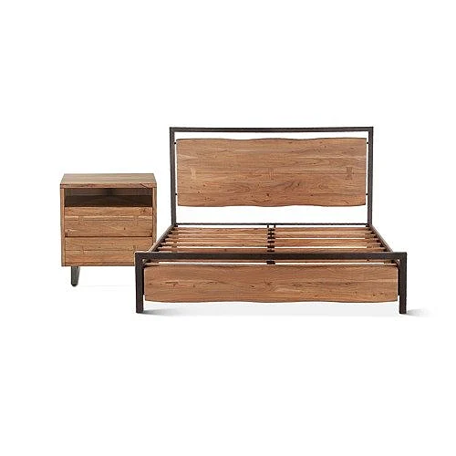 HTD Aspen 2pcs Bedroom Room Set in Smoked Acacia