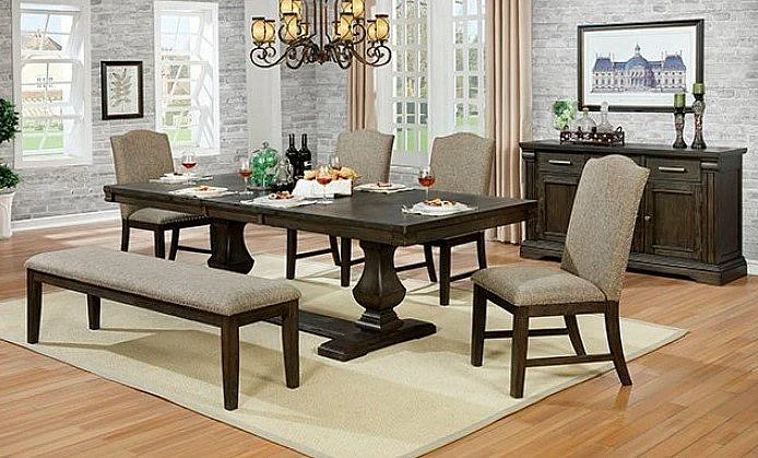 Furniture of America Faulk 6pc Dining Room Set in Espresso