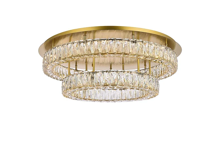Elegant Monroe 30 In. Led Double Flush Mount in Gold 3503F30L2G