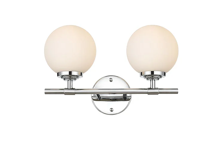 Elegant Ansley 2 Light Chrome and Frosted White Bath Sconce LD7301W15CH