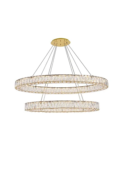 Elegant Monroe Integrated Led Light Gold Chandelier Clear Royal Cut Crystal 3503D40G