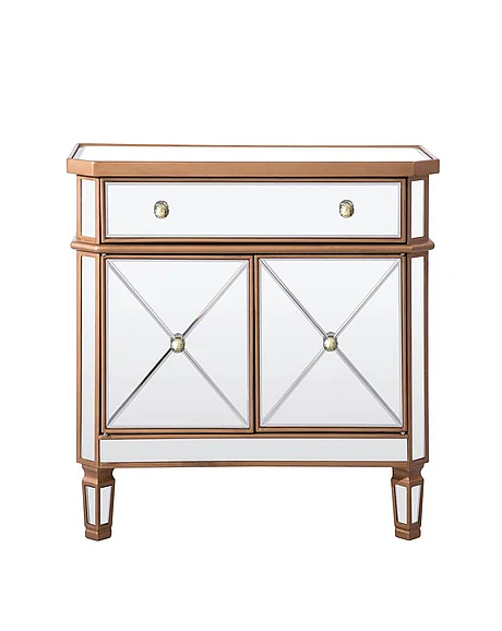 Elegant 1 Drawer 2 Door Cabinet 32 In. x 16 In. x 32 In. in Gold Clear MF6-1102GC
