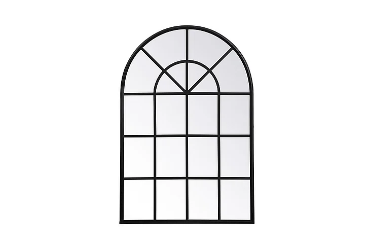 Elegant Metal Windowpane Mirror 28 In. x 41 In. in In Black MR612842BK