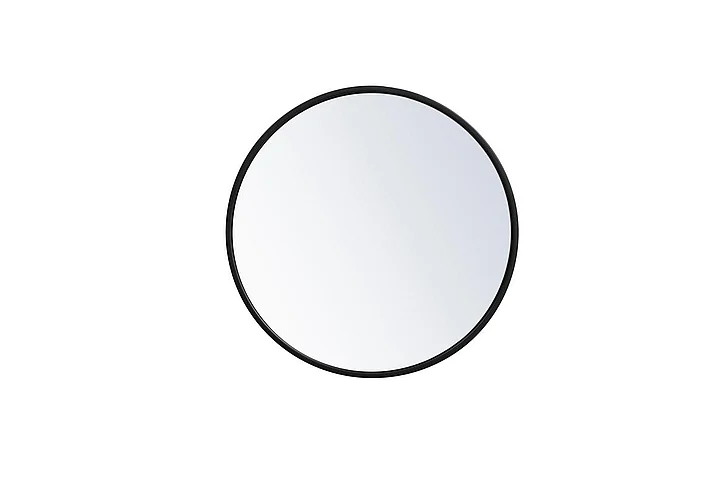 Elegant Metal Frame Round Mirror 18 In. in Black MR4818BK