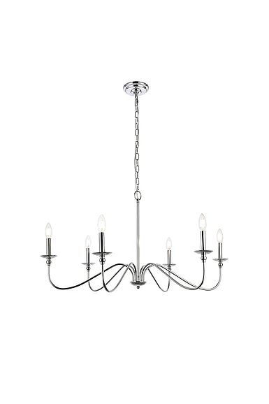 Elegant Rohan 6 Lights Polished Nickel Chandelier LD5006D36PN