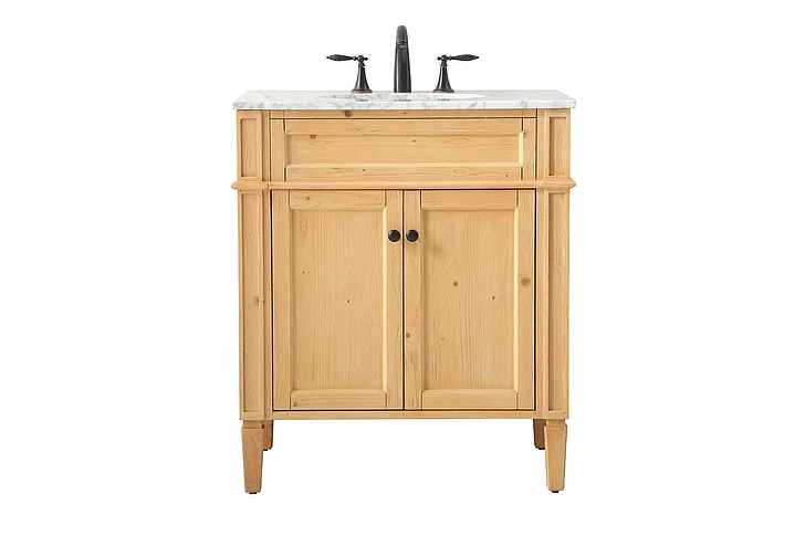 Elegant 30 In. Single Bathroom Vanity in Natural Wood VF12530NW