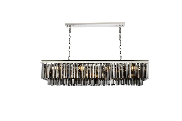 Elegant Sydney 12 Light Polished Nickel Chandelier Silver Shade (Grey) Royal Cut Crystal 1202D60PN-SS/RC
