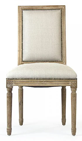 Zentique Louis Side Chair in Limed Gray Oak (Set of 2) FC010-4 E272 A003 w/ Nailhead
