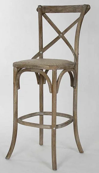 Zentique Parisienne Cafe Bar Stool in Limed Grey Oak (Set of 2) FC035 Bar E272