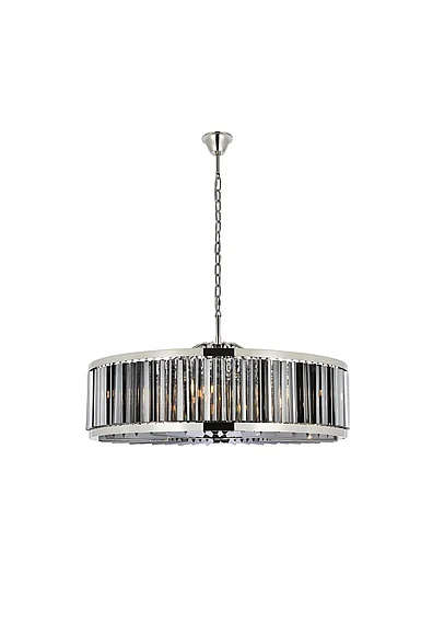 Elegant Chelsea 10 Light Polished Nickel Chandelier Silver Shade (Grey) Royal Cut Crystal 1203G43PN-SS/RC