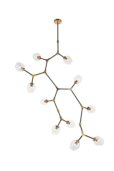 Elegant Cavoli 11 Light in Light Antique Brass and Flat Black Pendant 1712G73LAB