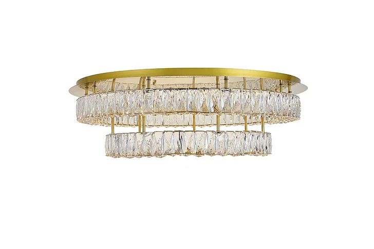 Elegant Monroe Led Light Gold Flush Mount Clear Royal Cut Crystal 3503F33L2G