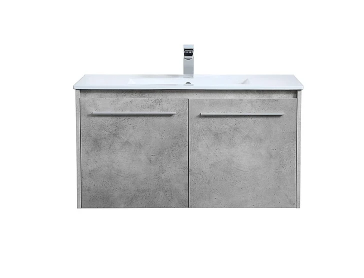 Elegant 36 In. Single Bathroom Floating Vanity in Concrete Grey VF44036CG CLOSEOUT
