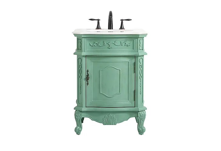 Elegant 24 In. Single Bathroom Vanity in Vintage Mint VF-1031VM