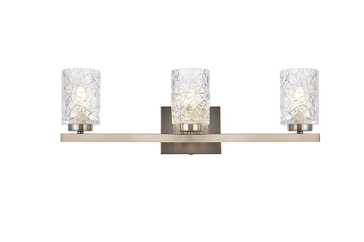 Elegant Cassie 3 Lights Bath Sconce in Satin Nickel with Clear Shade LD7027W24SN