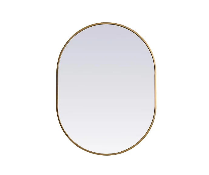 Elegant Metal Frame Oval Mirror 27X36 In. in Brass MR2A2736BRS