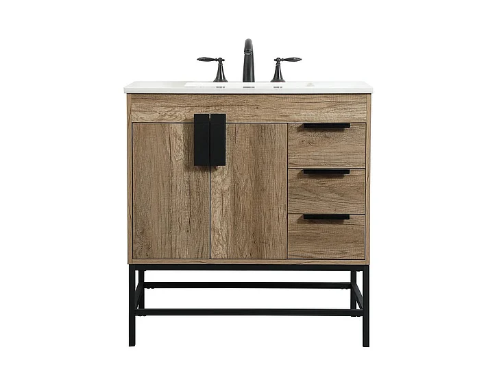 Elegant 32 In. Single Bathroom Vanity in Natural Oak VF48832NT