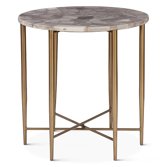 HTD Calico 24" Side Table in Smoky Quartz with Iron Base FCL-ST24SQ