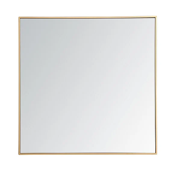 Elegant Metal Frame Square Mirror 36 In. in Brass MR43636BR