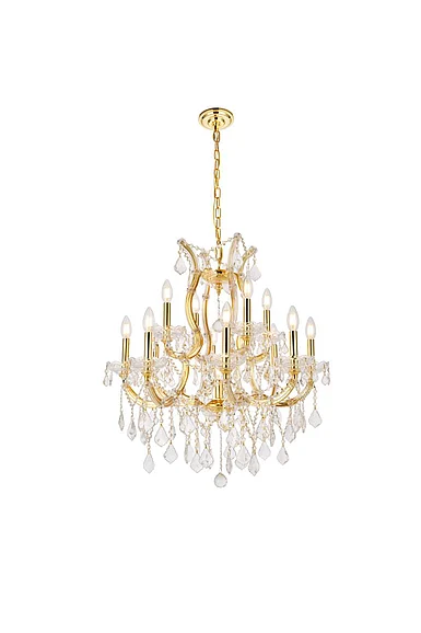 Elegant Maria Theresa 13 Light Gold Chandelier Clear Royal Cut Crystal 2800D27G/RC