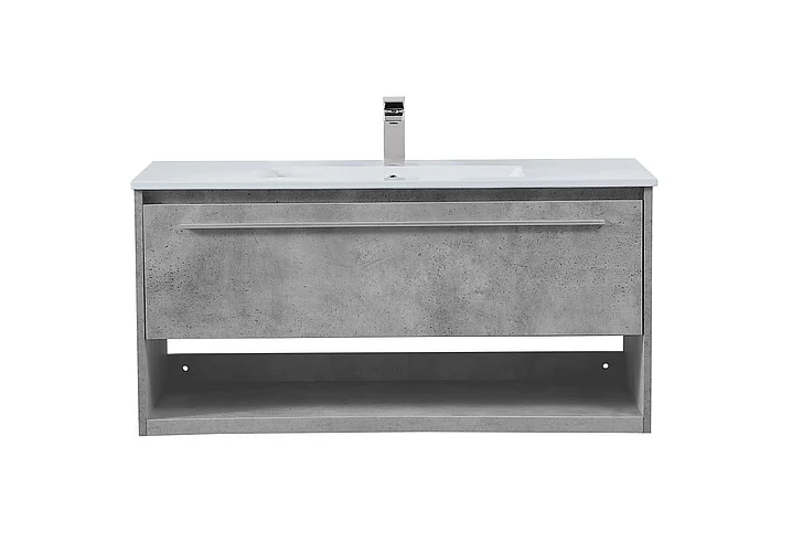 Elegant 40 In. Single Bathroom Floating Vanity in Concrete Grey VF43040CG CLOSEOUT