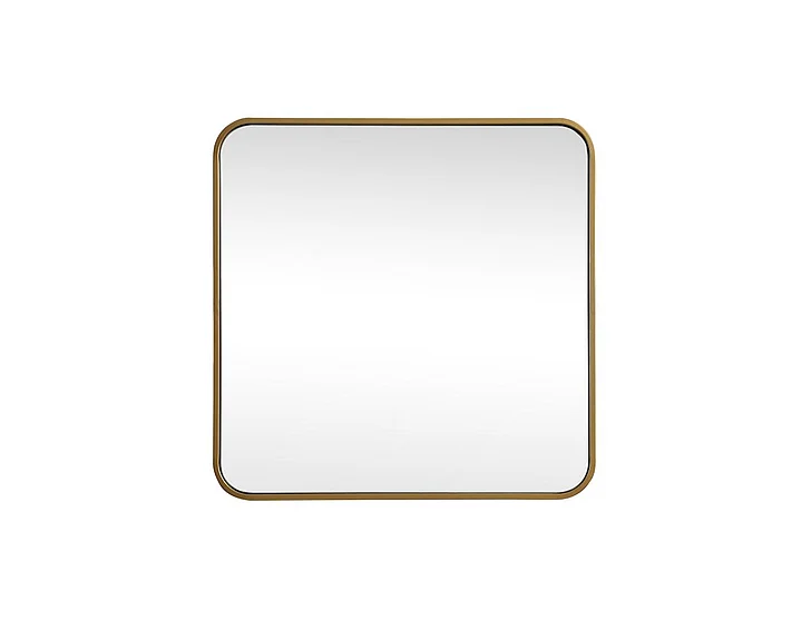 Elegant Soft Corner Metal Square Mirror 24X24 In. in Brass MR802424BR