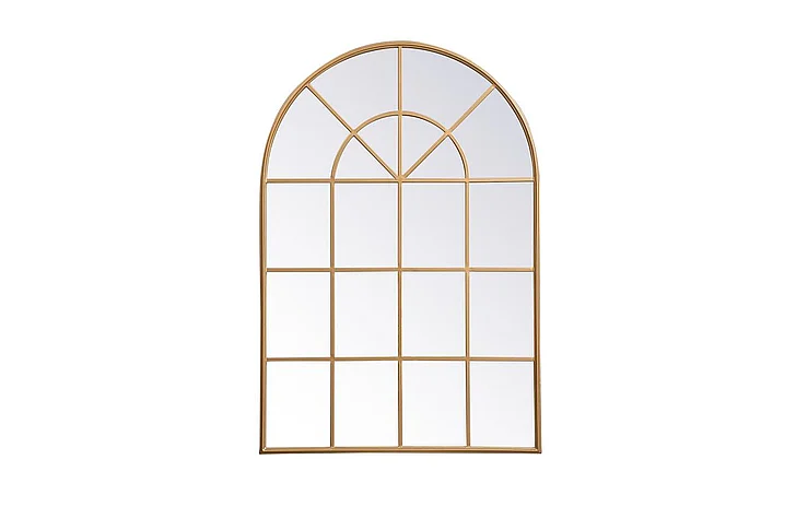 Elegant Metal Windowpane Mirror 36 In. x 53 In. in Brass MR613653BR