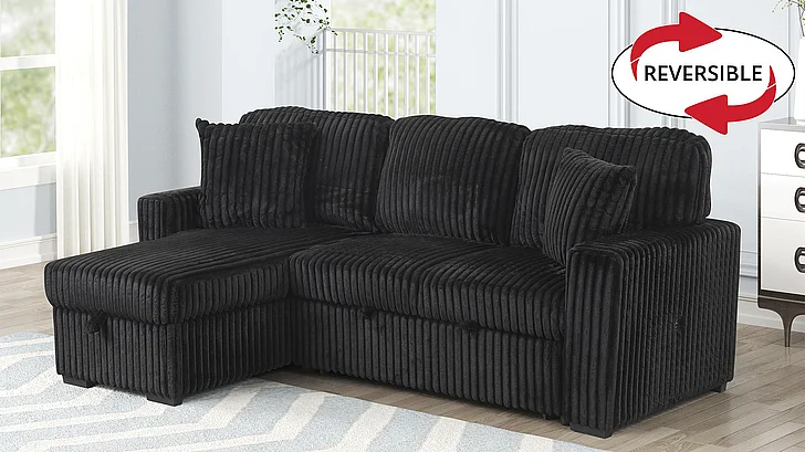 Galaxy Home Plush Sectional in Black 601955556385