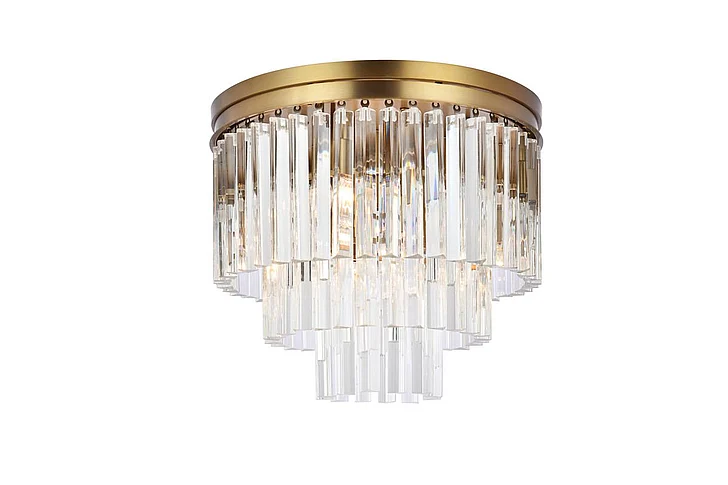 Elegant Sydney 20 In. Round Crystal Flush Mount in Satin Gold 1201F20SG/RC