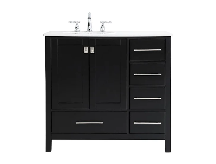 Elegant 36 In. Single Bathroom Vanity in Black VF18836BK