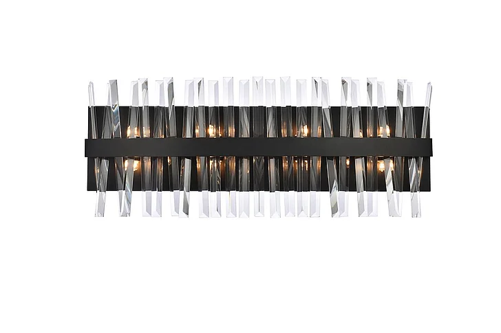Elegant Serephina 30 In. Crystal Bath Sconce in Black 6200W30BK