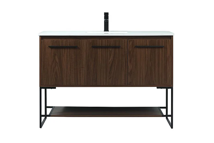 Elegant 48 In. Single Bathroom Vanity in Walnut VF42548MWT CLOSEOUT