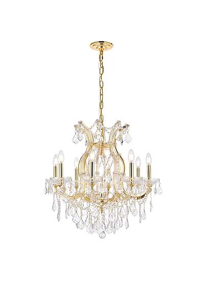 Elegant Maria Theresa 9 Light Gold Chandelier Clear Royal Cut Crystal 2800D26G/RC