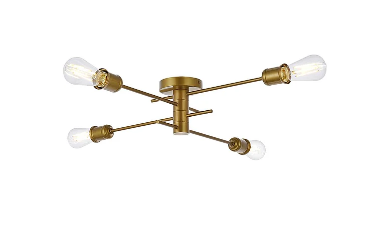 Elegant Xavier 4 Lights Flush Mount in Brass LD7050F26BR