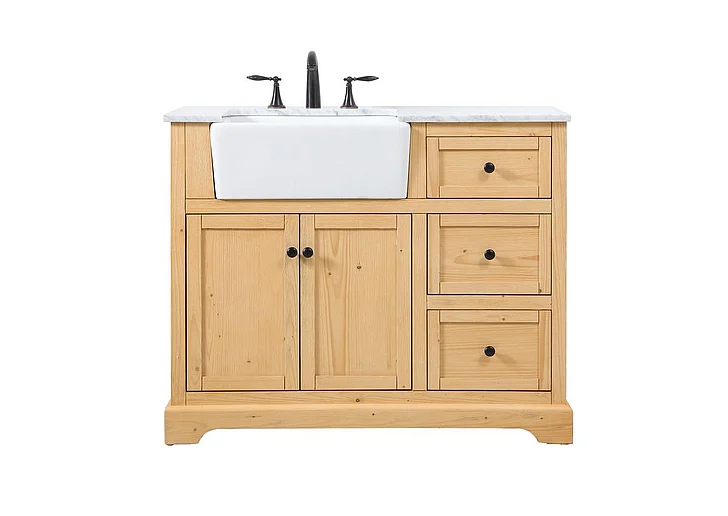 Elegant 42 In. Single Bathroom Vanity in Natural Wood VF60242NW