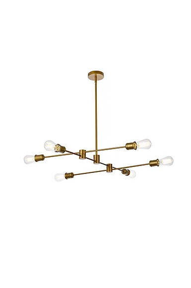 Elegant Xavier 6 Lights Pendant in Brass LD7052D35BR CLOSEOUT