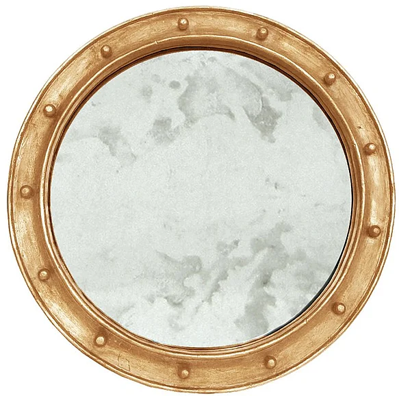 Worlds Away Federal Gold Leaf Round Ant Mirror FEDERAL G