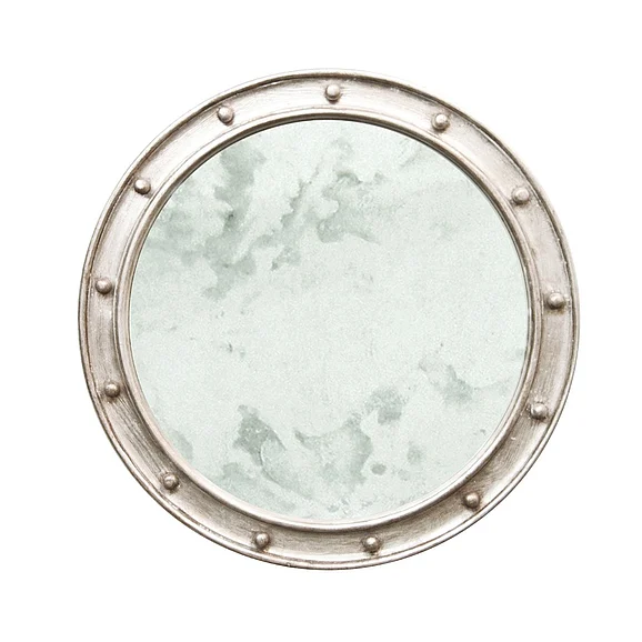 Worlds Away Federal Champagne Silver Leaf Round Ant Mirror FEDERAL S
