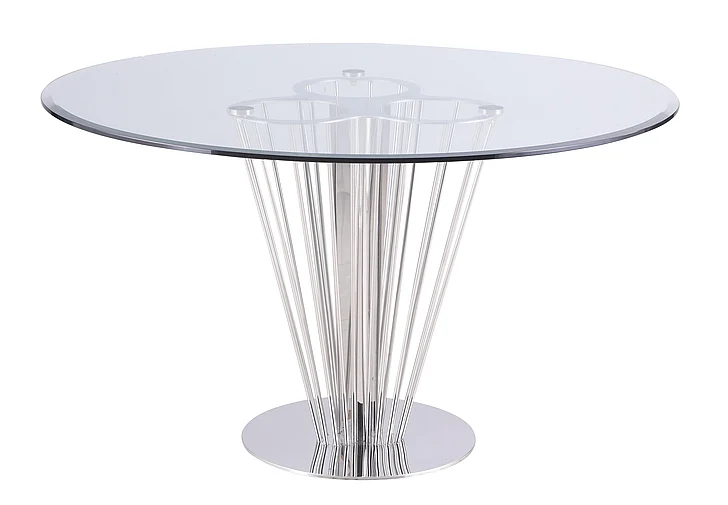 Chintaly Fernanda Round Tempered Glass Dining Table in Clear