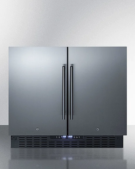 Summit 36" Wide Built-In Refrigerator-Freezer in Stainless Steel/Black FFRF36