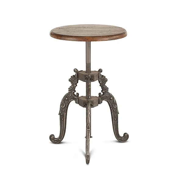 HTD French Vintage 16" Adjustable Stool in Weathered Teak FFV-SL16WG CLOSEOUT PROMO