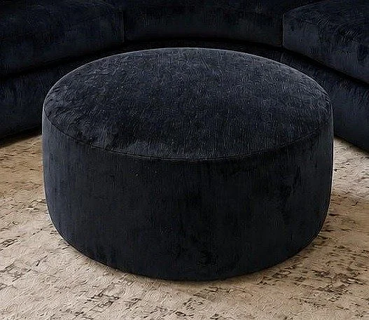 Corinthian Presley Round Ottoman in Luscious-Black FG1527