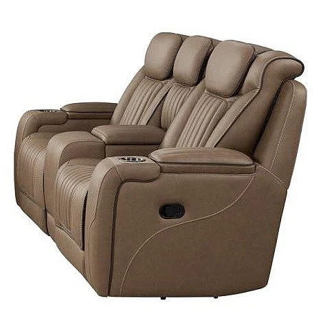 Corinthian Lunas Powers Headrest Console Loveseat in Houston-Wood FG53906-49HR